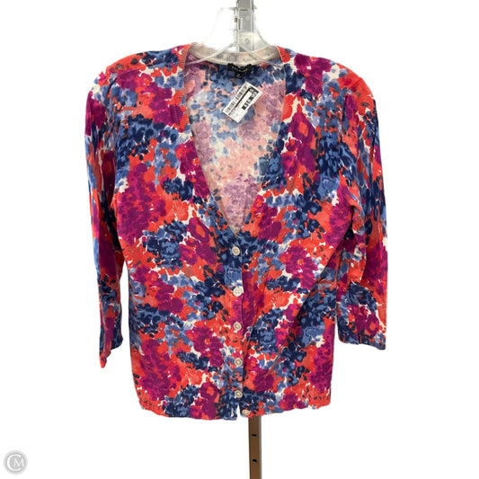 Sweater Cardigan By Talbots In Floral Print, Size: M