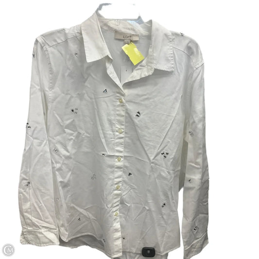 Top Long Sleeve By Loft In White, Size: L