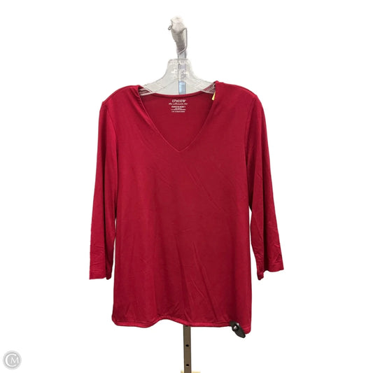 Top Long Sleeve Basic By Chicos In Red, Size: M