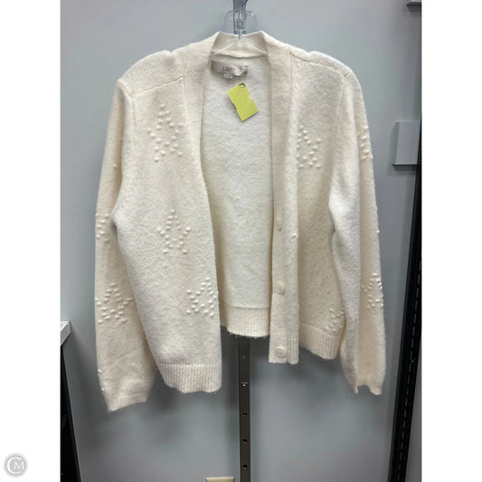 Sweater Cardigan By Loft In Cream, Size: Xl
