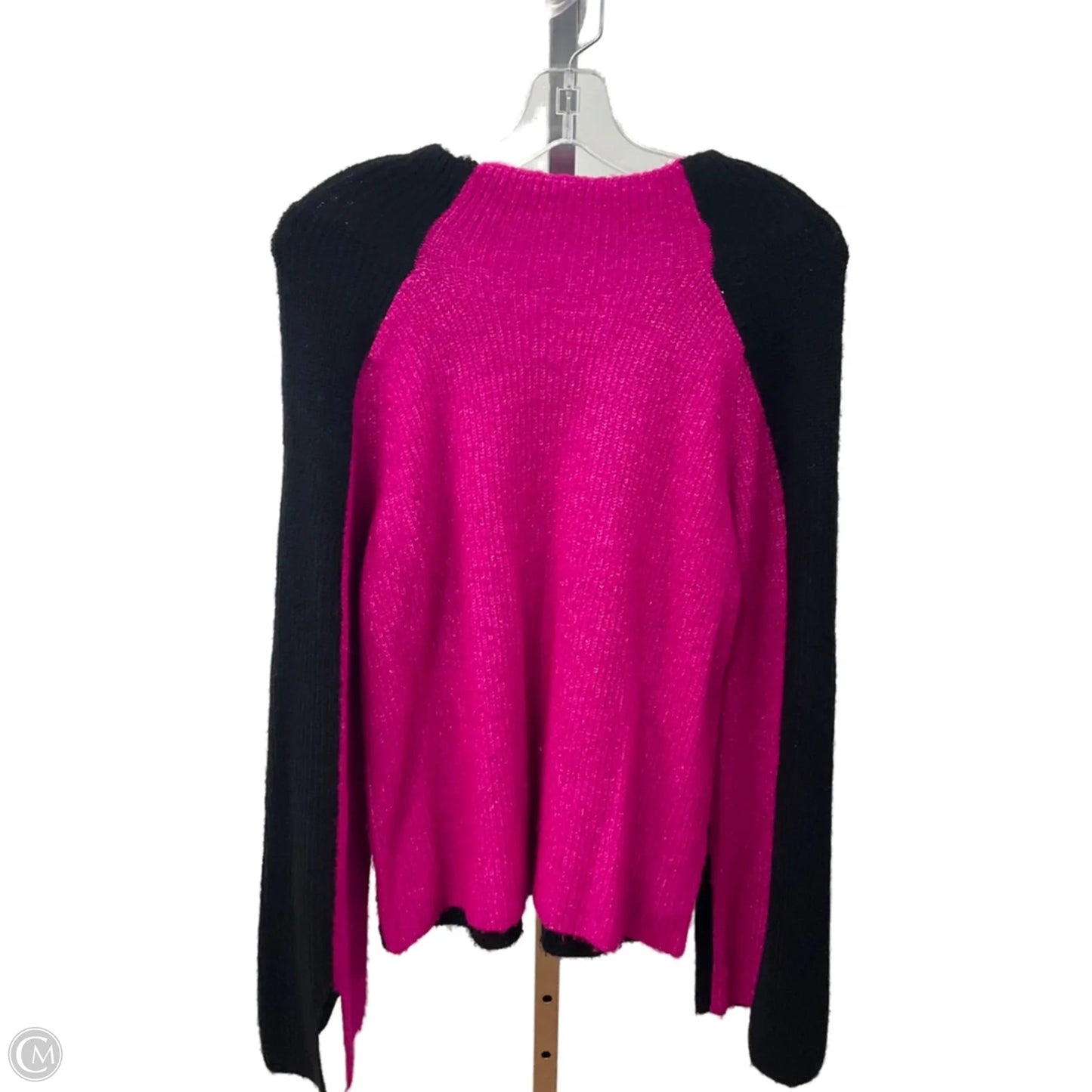 Sweater By Dkny In Black & Pink, Size: L