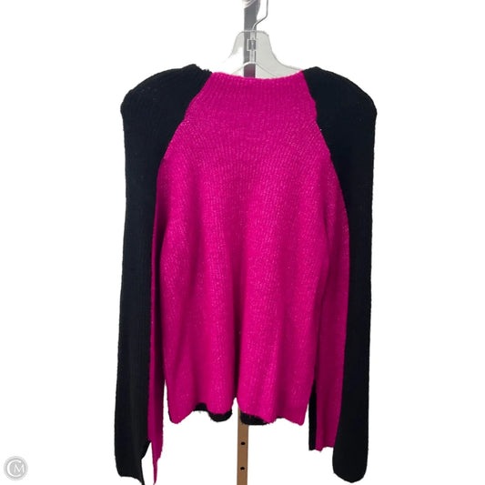 Sweater By Dkny In Black & Pink, Size: L