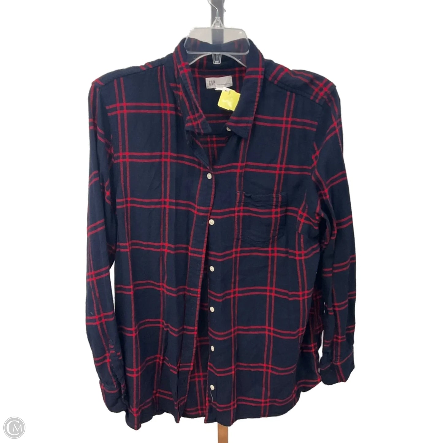 Top Long Sleeve By Gap In Plaid Pattern, Size: Xl