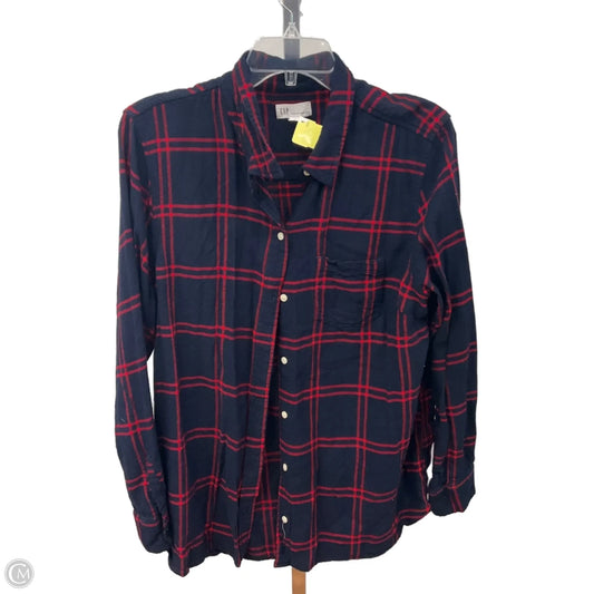 Top Long Sleeve By Gap In Plaid Pattern, Size: Xl
