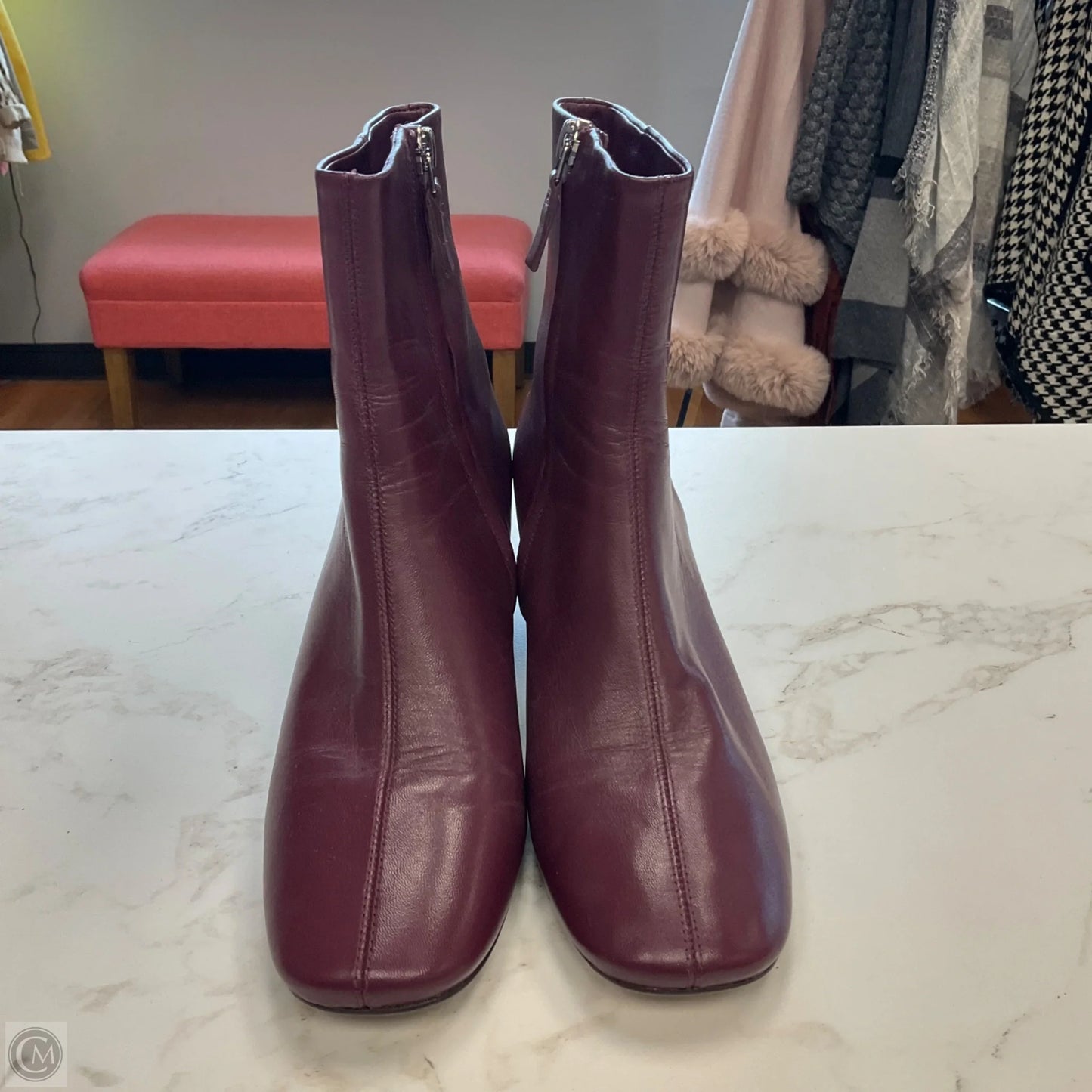 Boots Ankle Heels By Everlane In Maroon, Size: 7