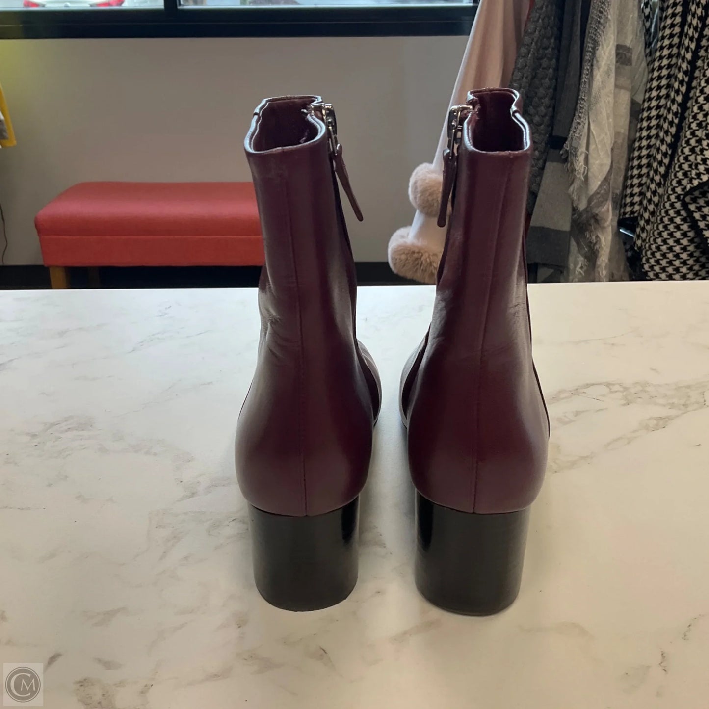 Boots Ankle Heels By Everlane In Maroon, Size: 7