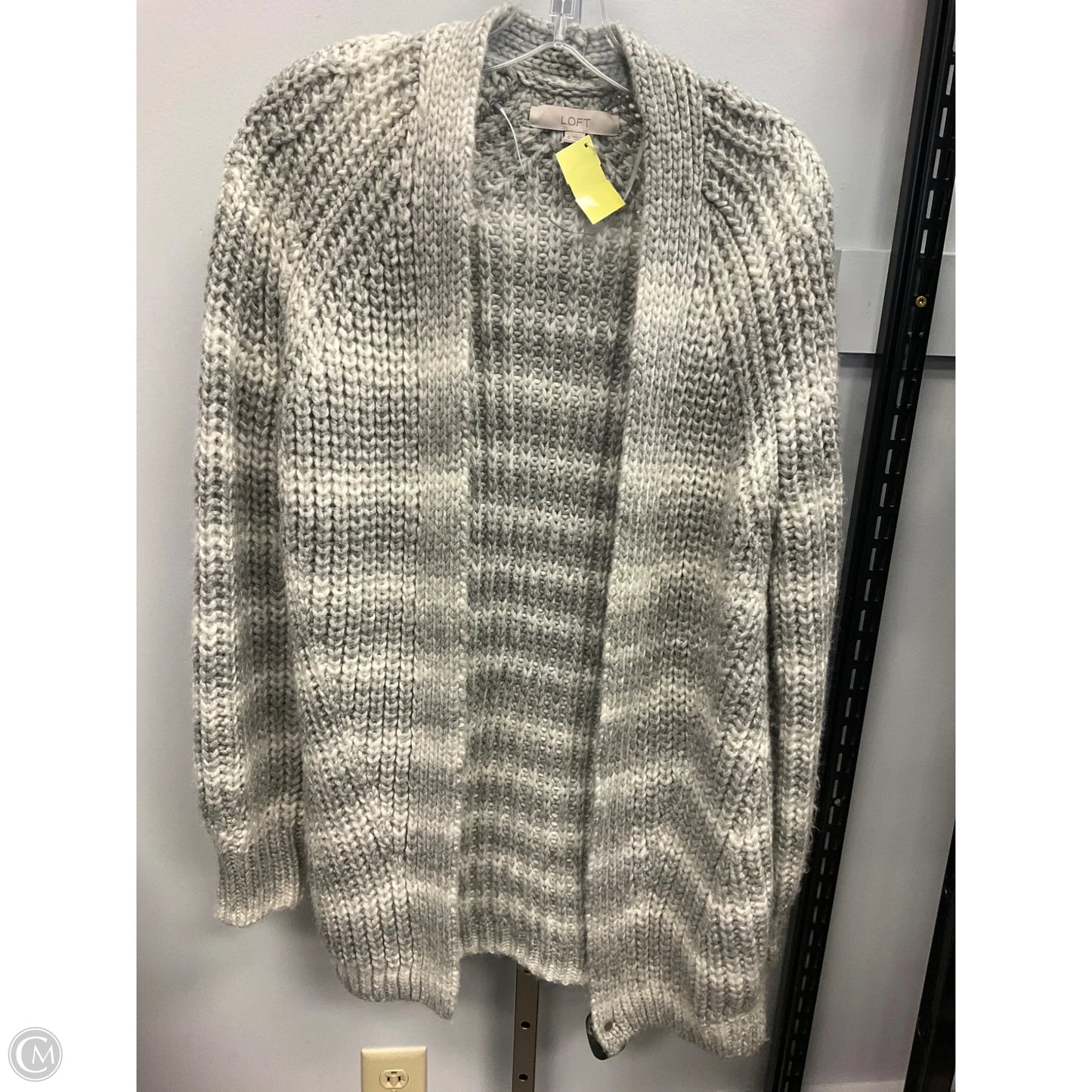 Sweater Cardigan By Loft In Grey, Size: S