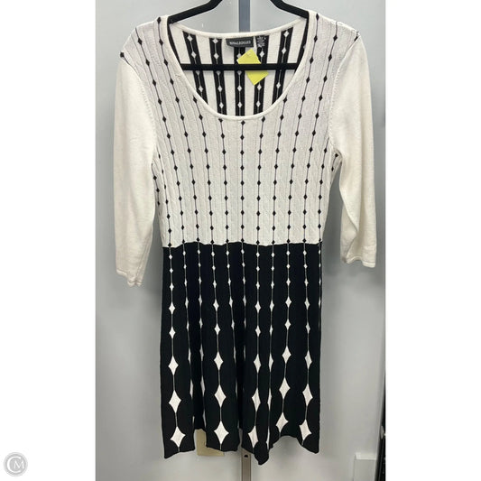 Dress Sweater By Nina Leonard In Black & White, Size: L