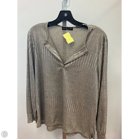 Top Long Sleeve By Kim & Cami In Silver, Size: M
