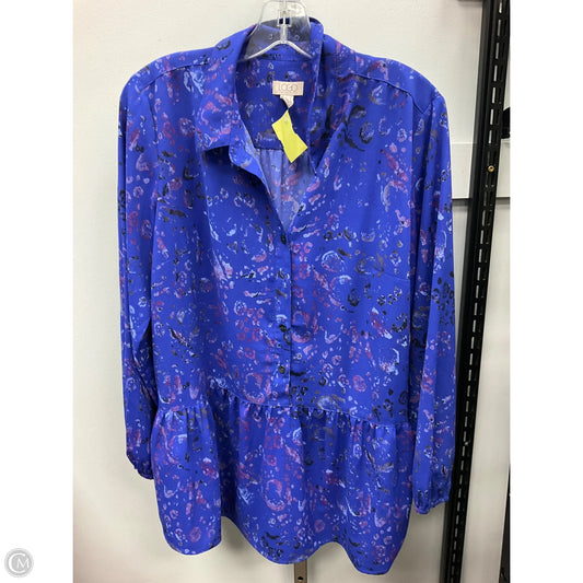 Top Long Sleeve By Logo In Blue, Size: S