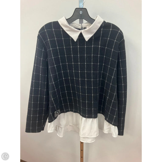 Top Long Sleeve By Loft In Black & White, Size: Xxl