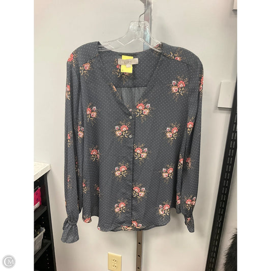 Top Long Sleeve By Loft In Grey, Size: M