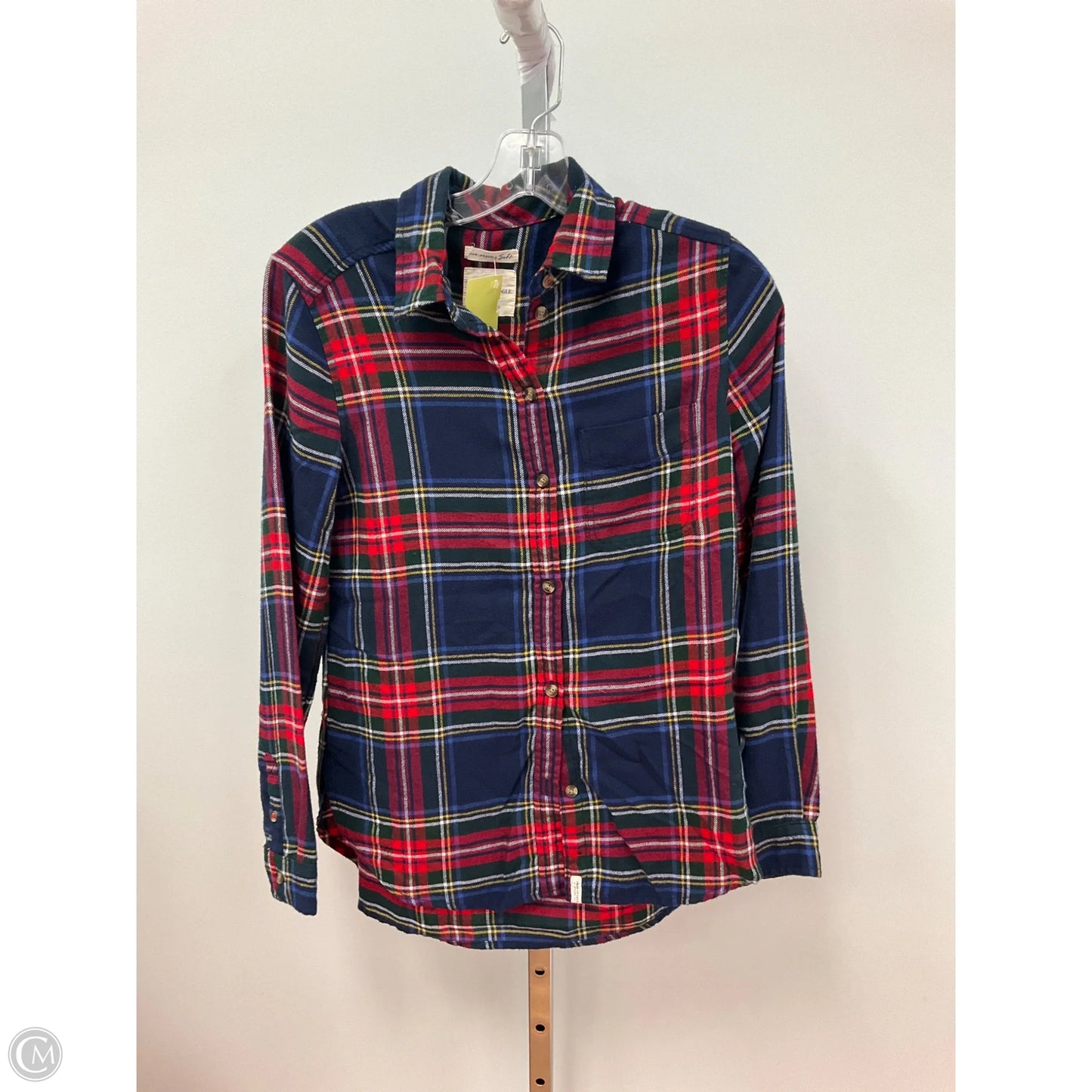 Top Long Sleeve By American Eagle In Plaid Pattern, Size: Xs