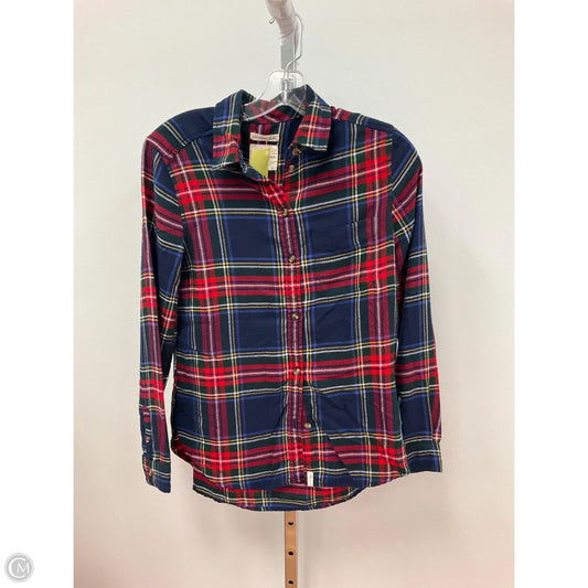 Top Long Sleeve By American Eagle In Plaid Pattern, Size: Xs