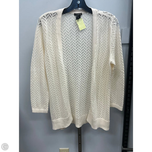 Sweater Cardigan By Ann Taylor In Cream, Size: L