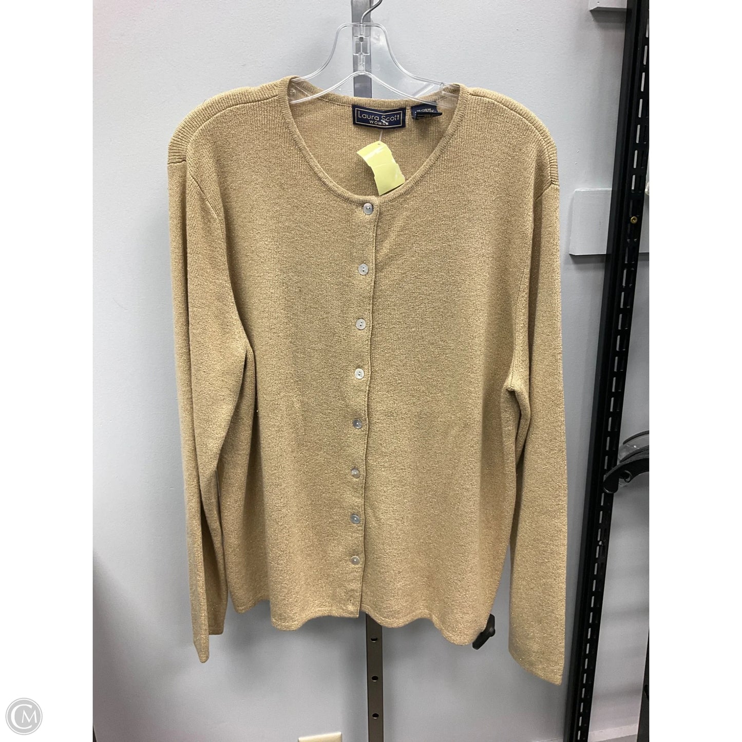 Sweater Cardigan By Laura Scott In Gold, Size: 16