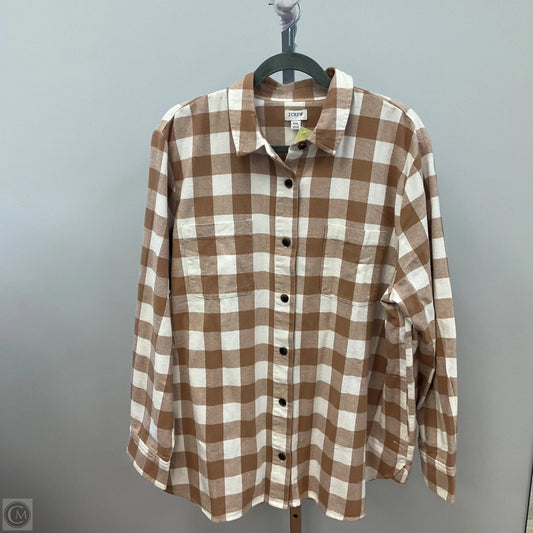 Top Long Sleeve By J. Crew In Plaid Pattern, Size: Xxl