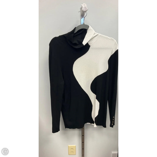 Sweater By Chicos In Black & White, Size: L