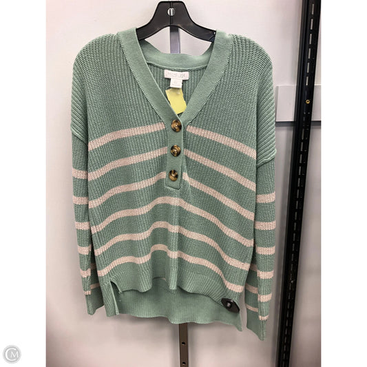 Sweater Cardigan By Rachel Zoe In Green & Tan, Size: S