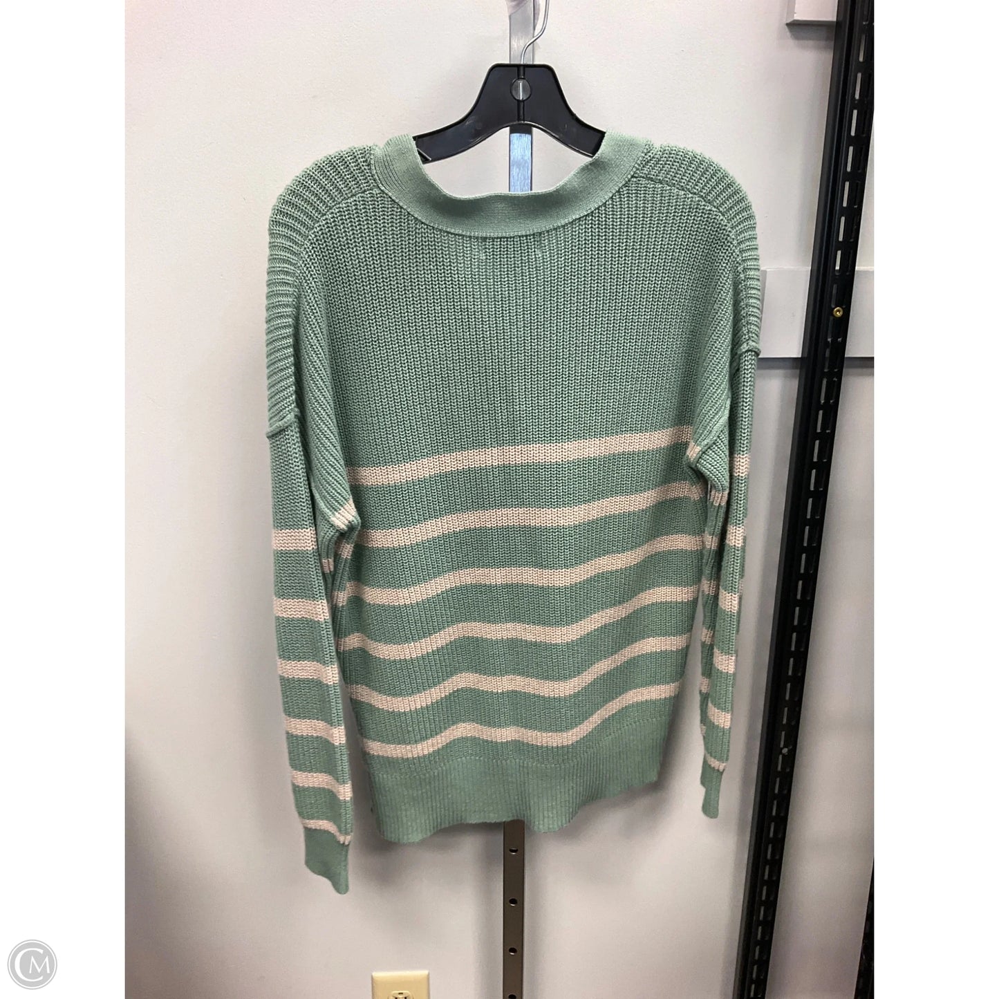 Sweater Cardigan By Rachel Zoe In Green & Tan, Size: S