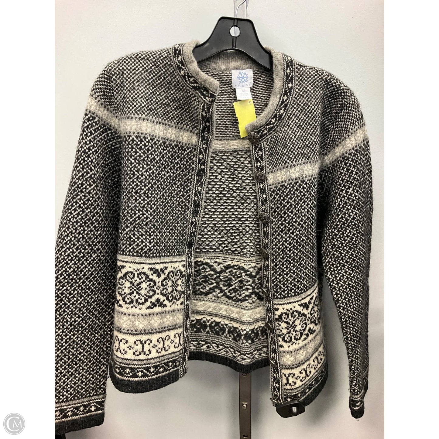 Sweater Cardigan By Cmc In Black & Grey, Size: M