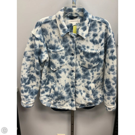 Jacket Faux Fur & Sherpa By Treasure And Bond In Blue & White, Size: Xl