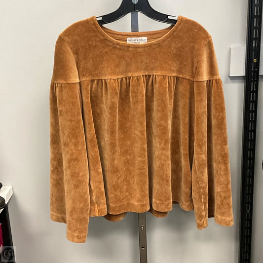 Top Long Sleeve By Cmc In Tan, Size: M