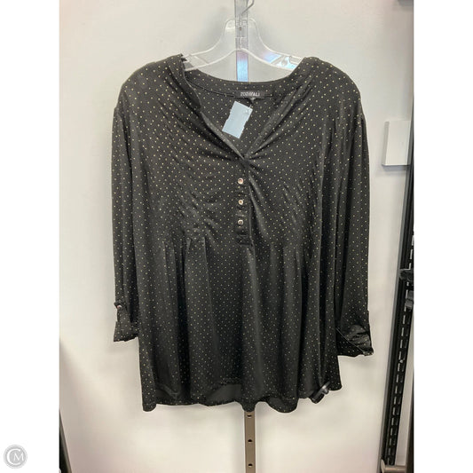 Top 3/4 Sleeve By Roz And Ali In Black & Gold, Size: 2x