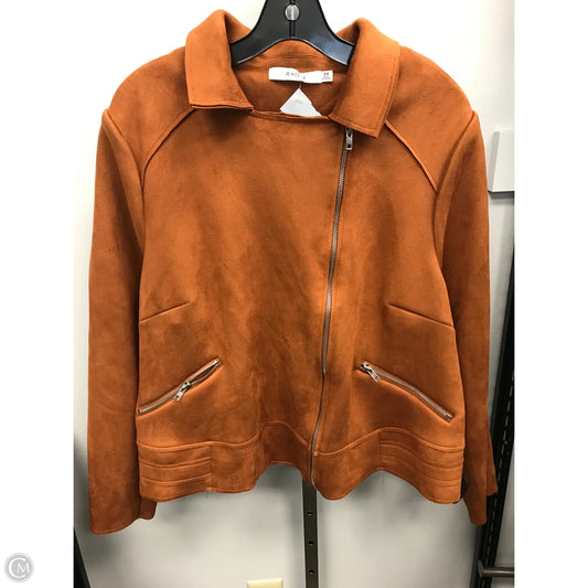 Jacket Moto By Just Fab In Brown, Size: 2x
