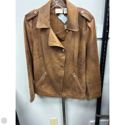 Jacket Moto By Chicos In Brown, Size: L