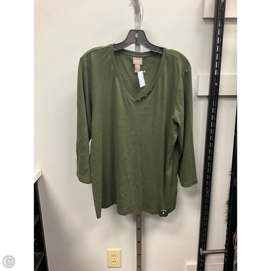 Top 3/4 Sleeve Basic By Chicos In Green, Size: Xl