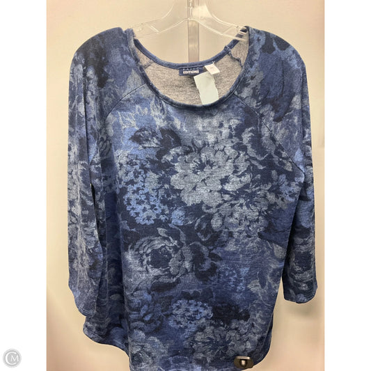 Top Long Sleeve By Basic Editions In Blue, Size: L