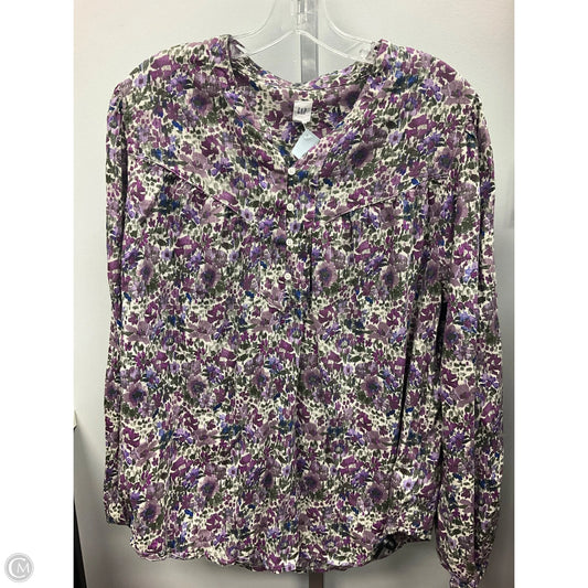 Top Long Sleeve By Gap In Floral Print, Size: Xl