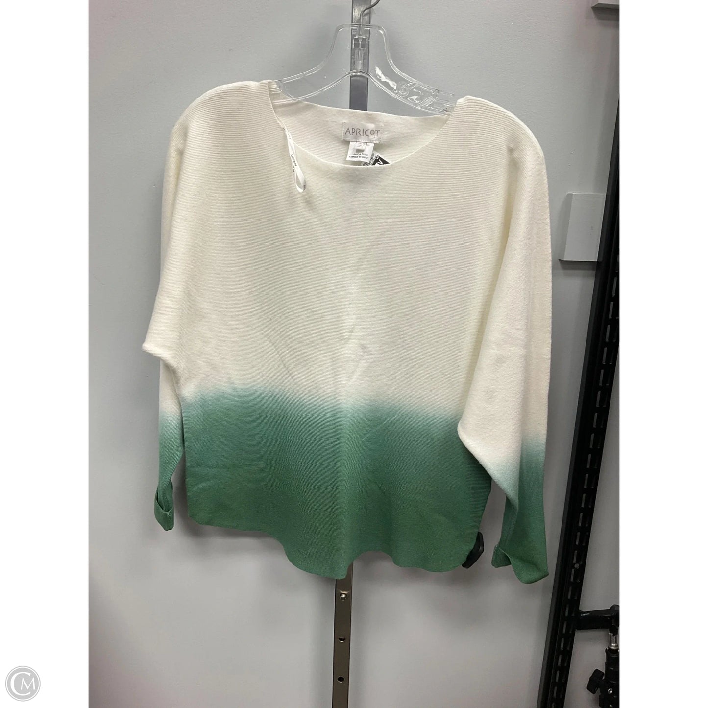 Top Long Sleeve By Apricot In Cream & Green, Size: S