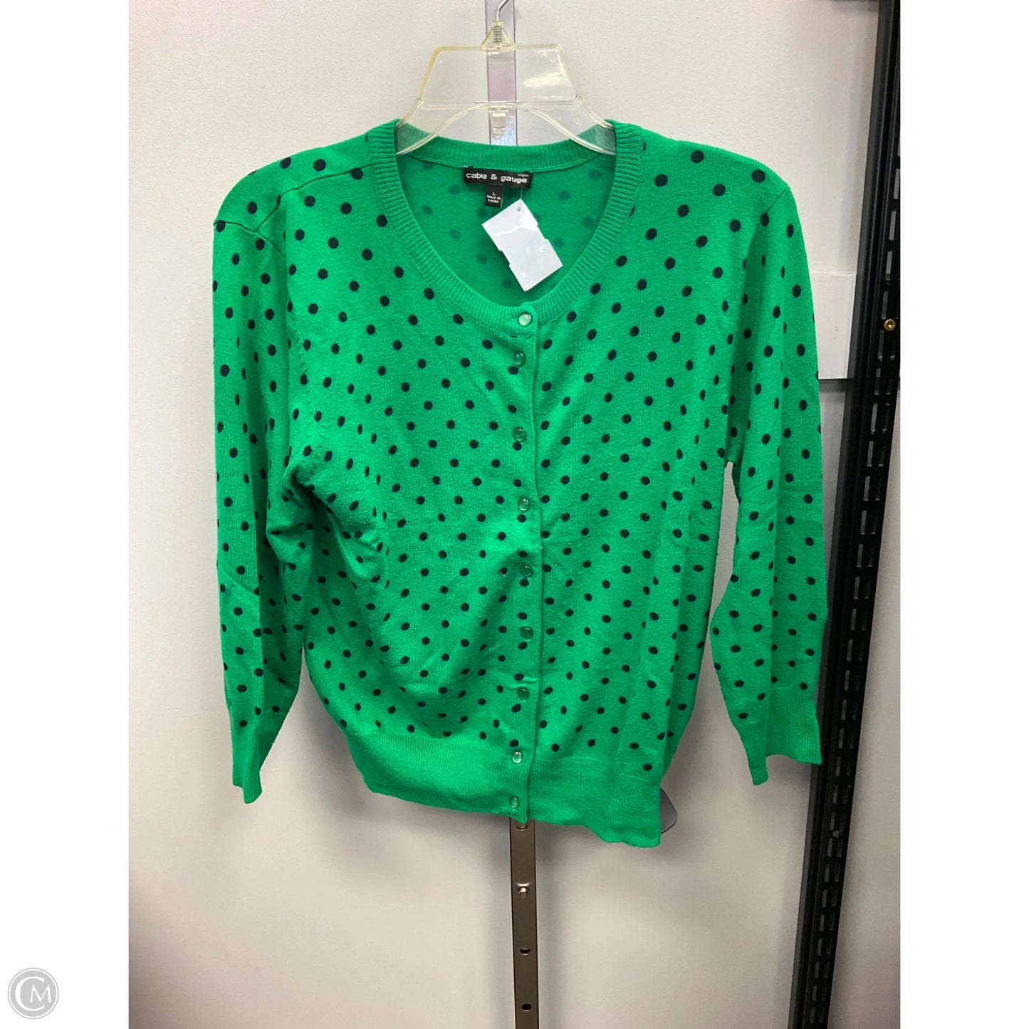 Sweater Cardigan By Cable And Gauge In Green, Size: L