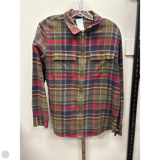 Top Long Sleeve By Chaps In Plaid Pattern, Size: L