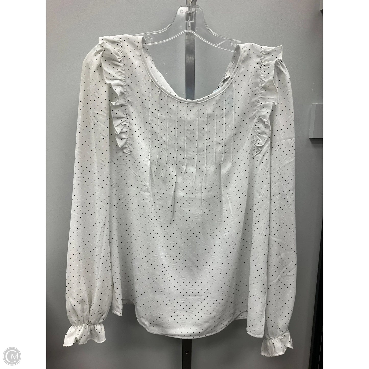 Top Long Sleeve By Cmc In Polkadot Pattern, Size: M