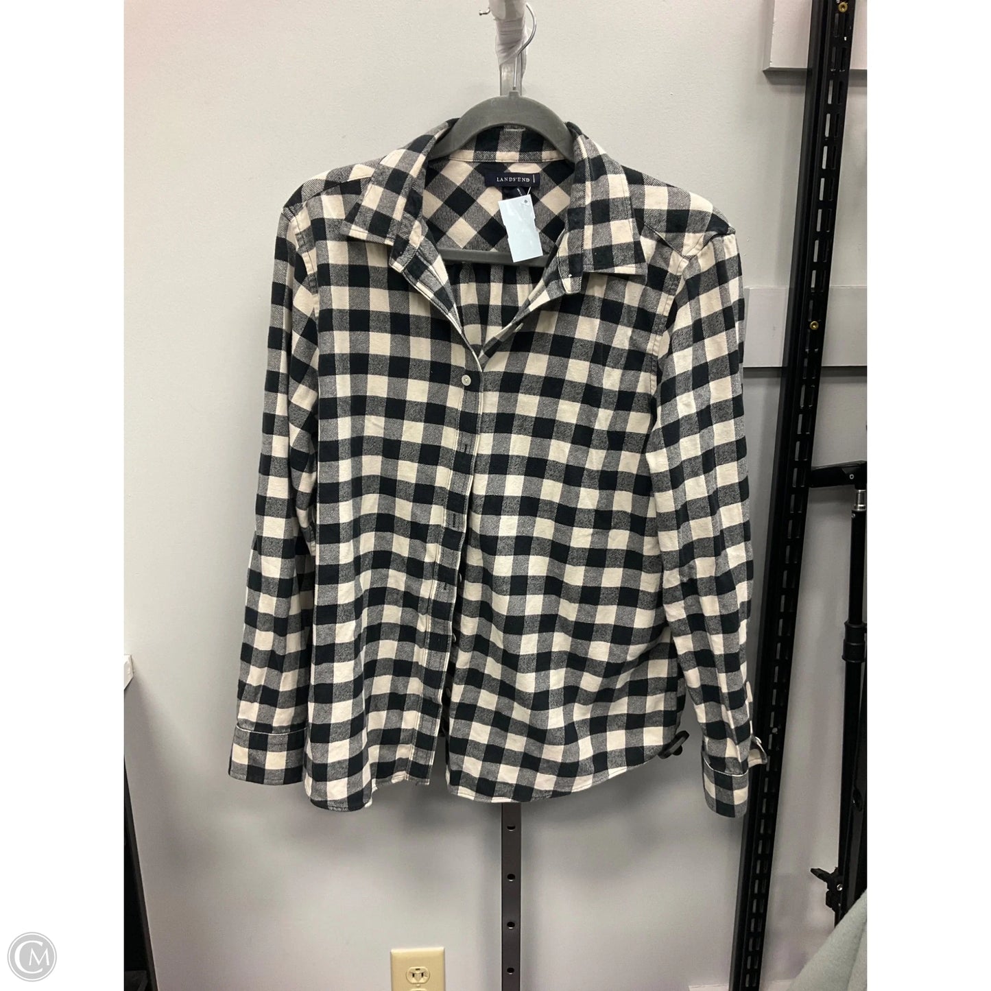 Top Long Sleeve By Lands End In Checkered Pattern, Size: L