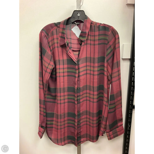 Top Long Sleeve By Ann Taylor In Plaid Pattern, Size: M