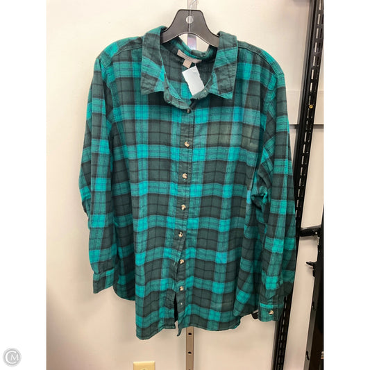 Top Long Sleeve By Woman Within In Plaid Pattern, Size: 2x