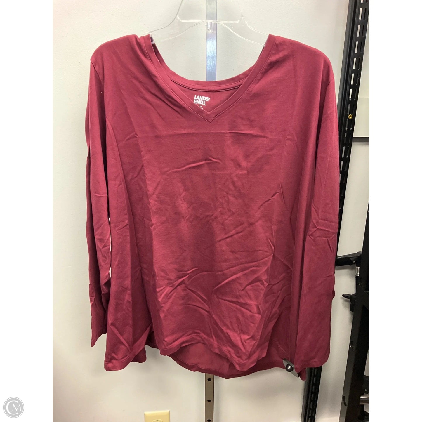 Top Long Sleeve Basic By Lands End In Maroon, Size: 2x