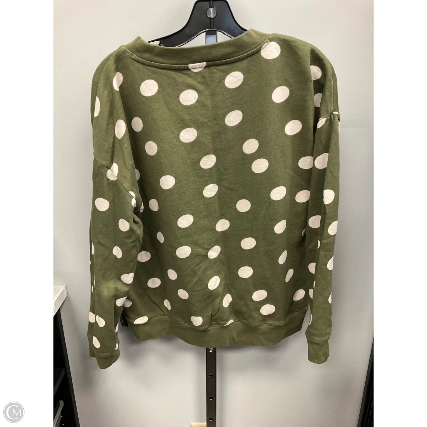 Top Long Sleeve By Talbots In Green & White, Size: M