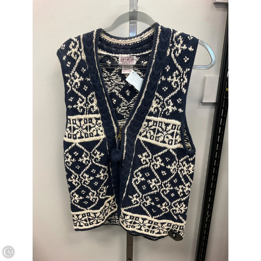 Vest Sweater By Pbj Sport In Blue & Cream, Size: L