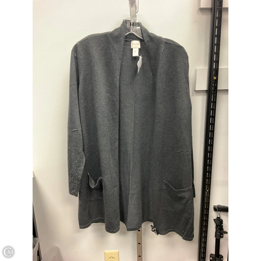 Sweater Cardigan By Chicos In Grey, Size: L