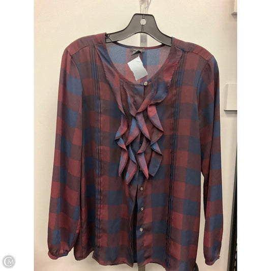 Top Long Sleeve By Ann Taylor In Plaid Pattern, Size: S