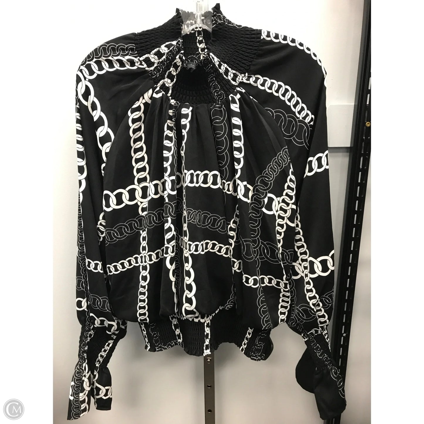 Top Long Sleeve By Gracia In Black & White, Size: L