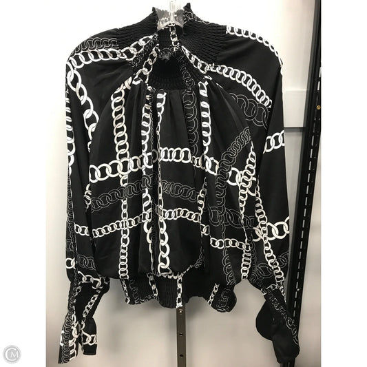 Top Long Sleeve By Gracia In Black & White, Size: L