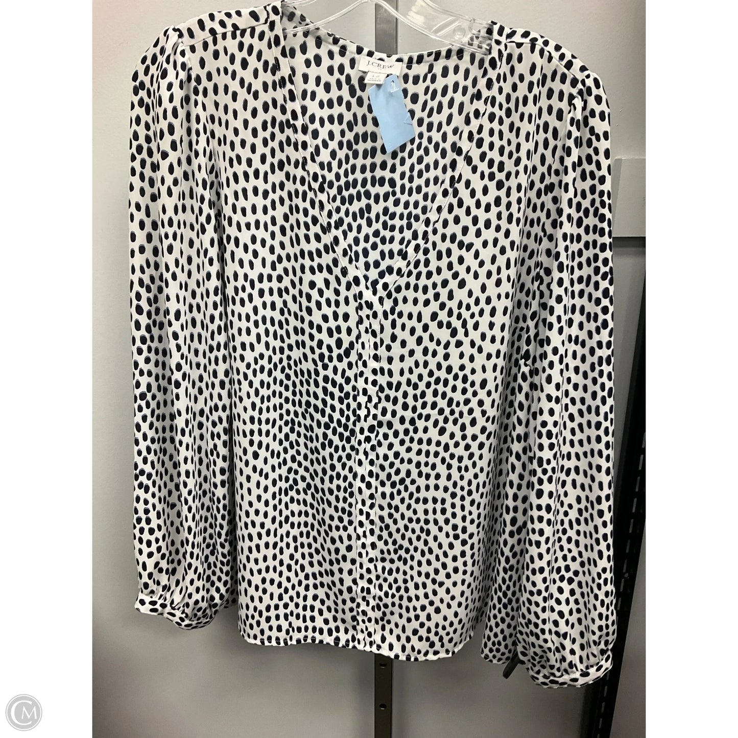 Top Long Sleeve By J. Crew In Polkadot Pattern, Size: 12