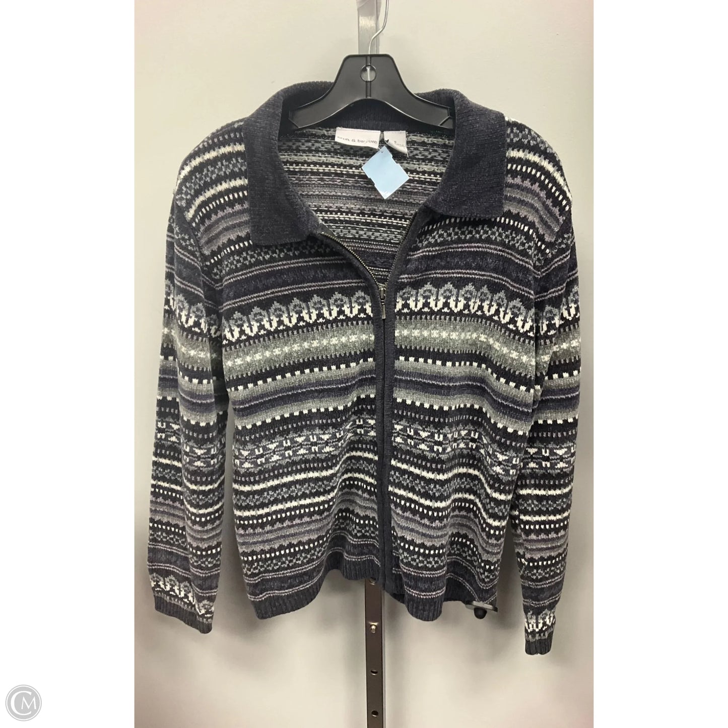 Sweater Cardigan By Croft And Barrow In Grey & Purple, Size: S