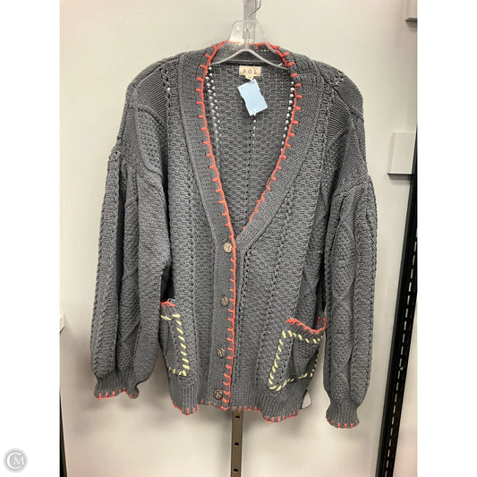 Sweater Cardigan By Pol In Grey, Size: M